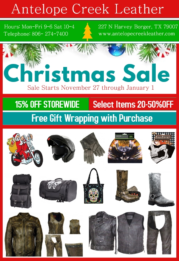 motorcycle gear christmas sales - biker apparel discounts and deals - leather clothing offers and deals for christmas