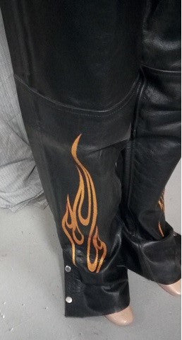 Unisex Motorcycle Chaps Flame Embroidery 1045F