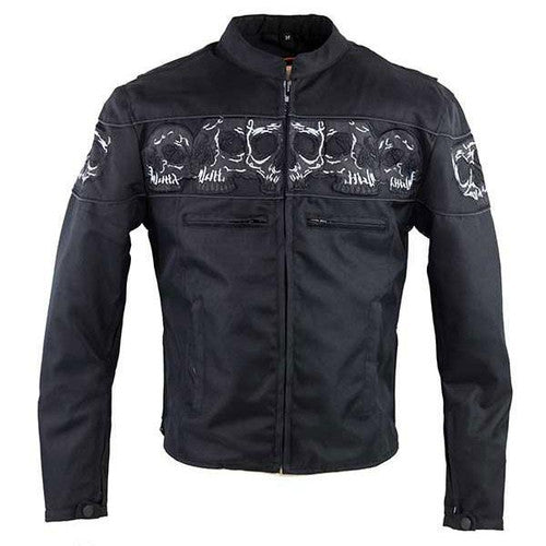 Men's Textile Jacket with Reflective Skulls 1535 MJ Tex SK