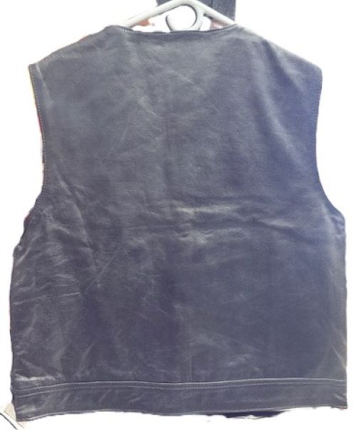 Men's Club Style Leather Vest w/Red Lining - 179red