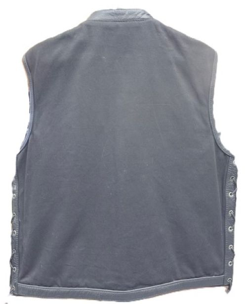 Men's Club Style Motorcycle Vest Leather and Denim - 182