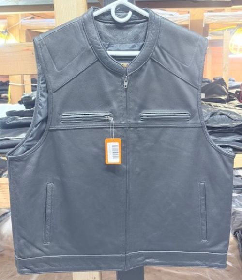 Men's Club Style Zippered Front Biker Vest - 192