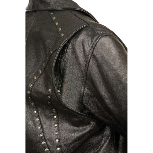 Women's Leather Motorcycle Jacket with stud detail 1948