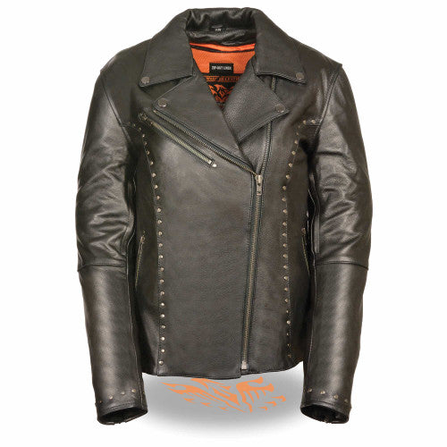 Women's Leather Motorcycle Jacket with stud detail 1948
