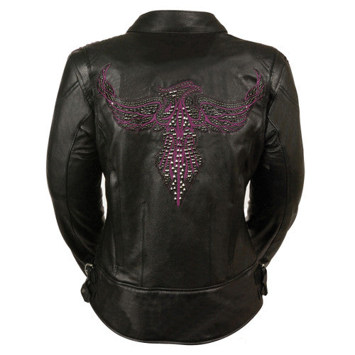 Women's Racer Jacket with Phoenix on Back