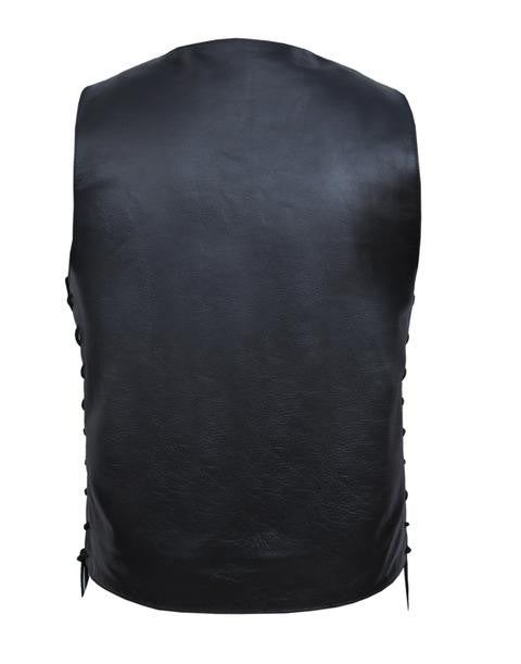 Men's Tall Cut Leather Vest with Gun Pockets and Side Lace
