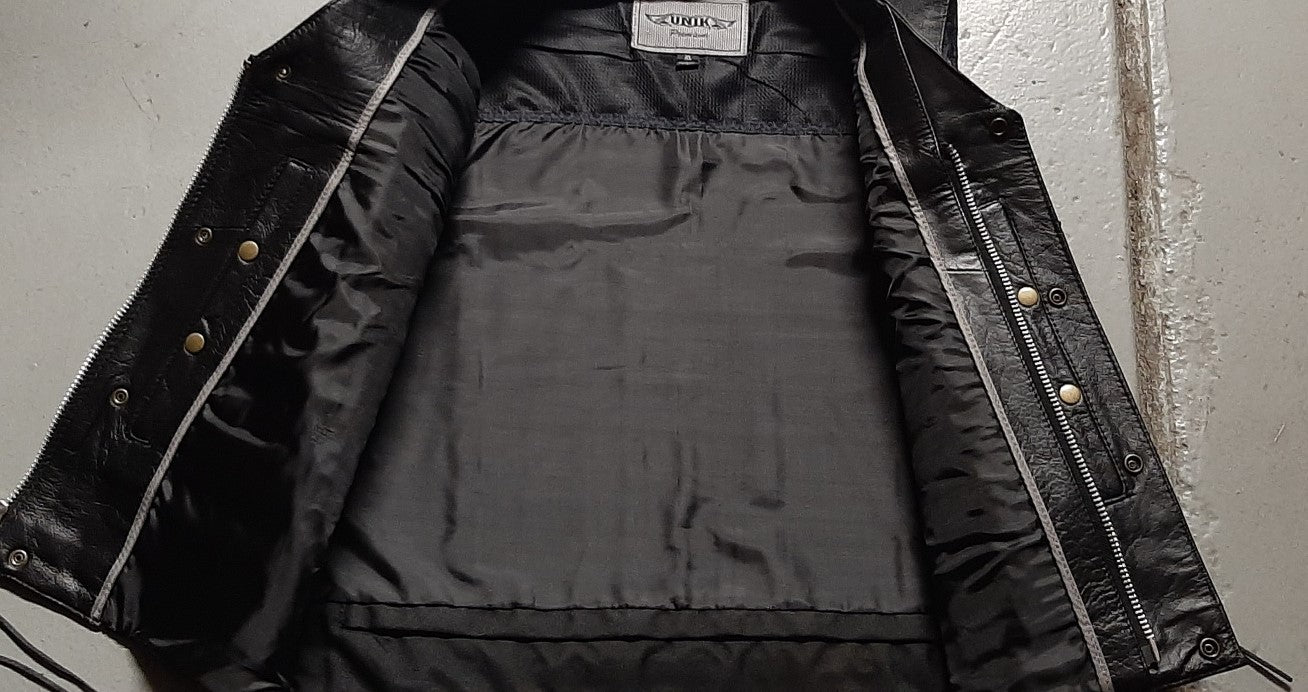 Men's Side Lace Leather Vest Conceal Carry Pockets - 2645.zip
