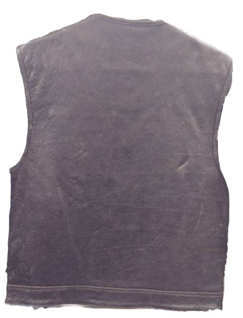 Men's Chocolate Brown Club Style Leather Biker Vest - 267brn