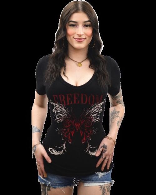 Ladies Beautiful Freedom Butterfly Design Shirt - USA Made - 271324