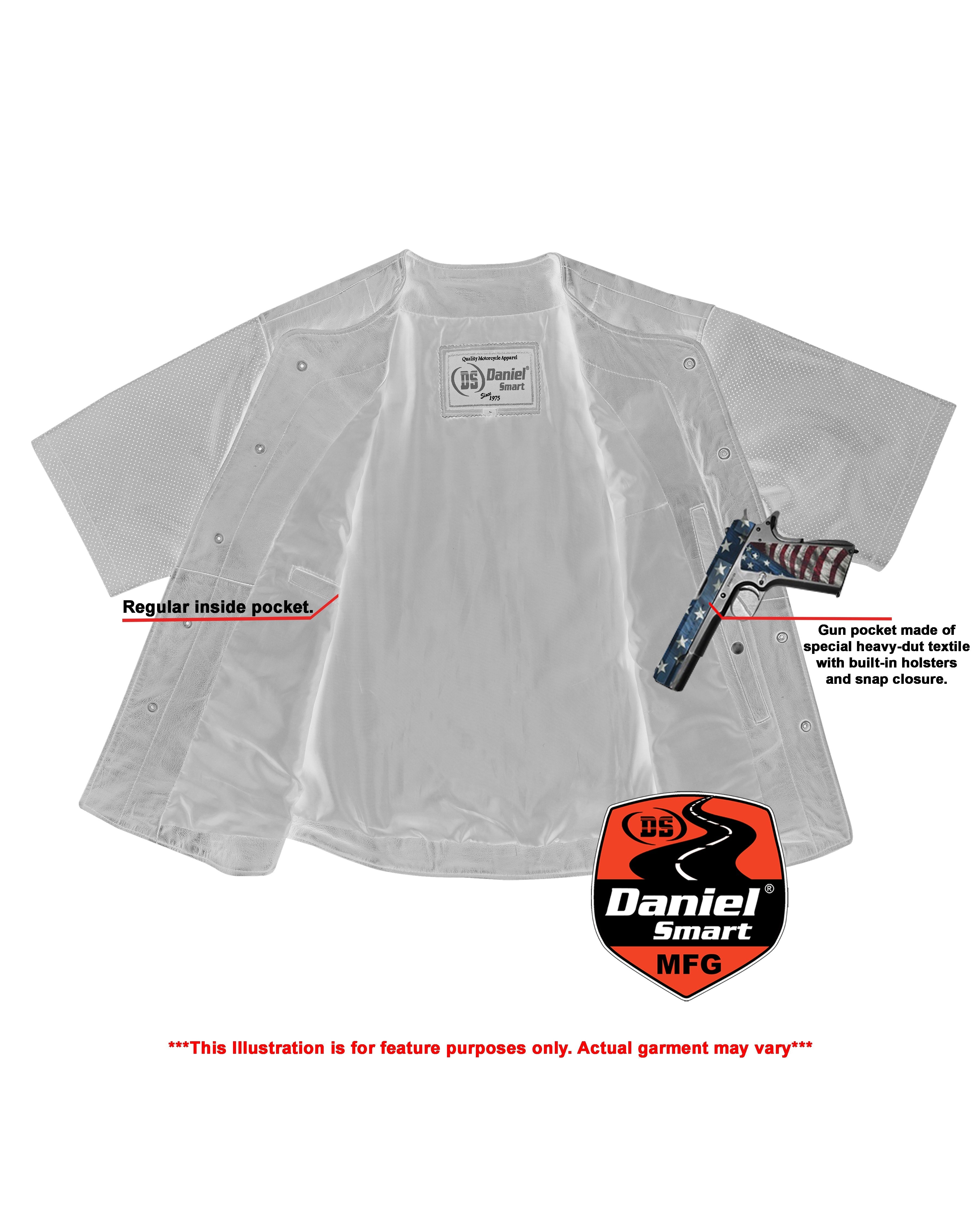 DS Men's  Leather Baseball Motorcycle Shirt - Black