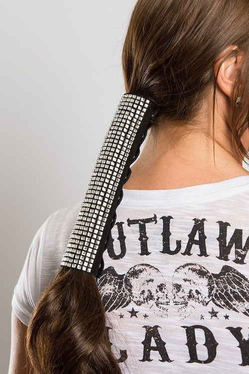8 Inch Ponytail Holder Covered in Rhinestones 31860