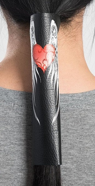 Ponytail Holder 8 Inch Heart and Angel Wings with Gems by Hairglove 31877