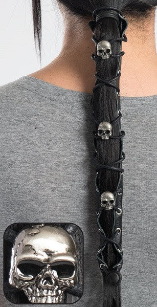 32025 12" HG Lace Ponytail Holder with Skull Head