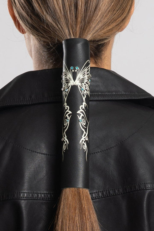 Ponytail Holder 8 Inch Double Sided Butterfly 38016