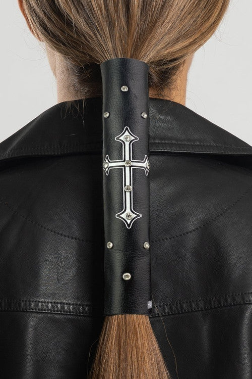 38039 HG 8" White Cross with Gems