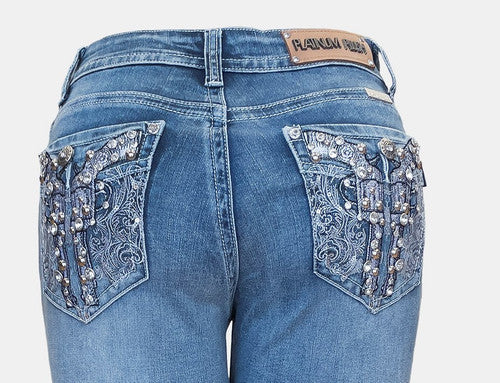 Ladies Rhinestone Jeans with Double Guns on rear Pocket 4043 BP – Antelope  Creek Leather