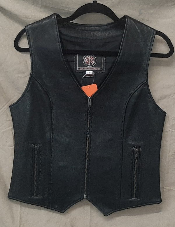 Ladies Made in the USA Leather Biker Vest - 458