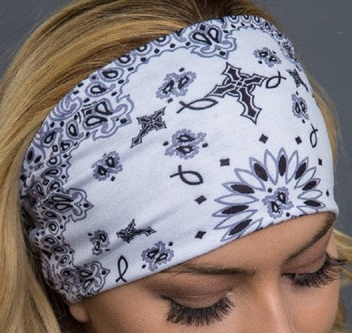 White Paisley Headband 50079 EZB