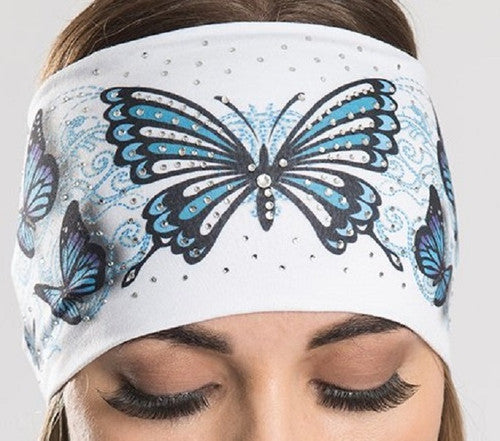 White Headband with Blue Butterfly 50235 EZB