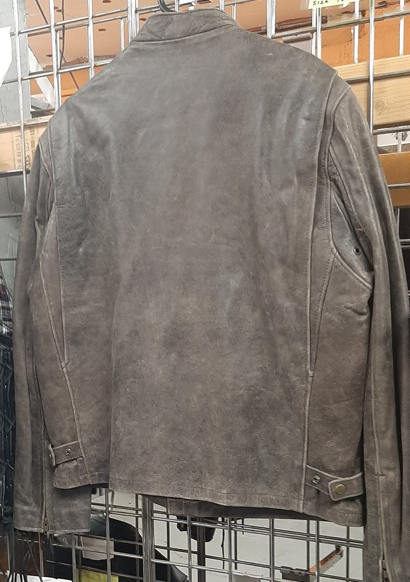 Men's Brown Leather Motorcycle Jacket Zip Out Liner - 515brn
