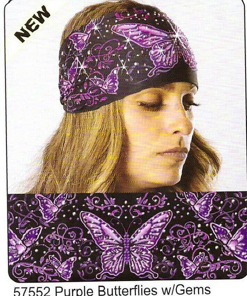 Purple Butterflies Soaker Headband 57552
