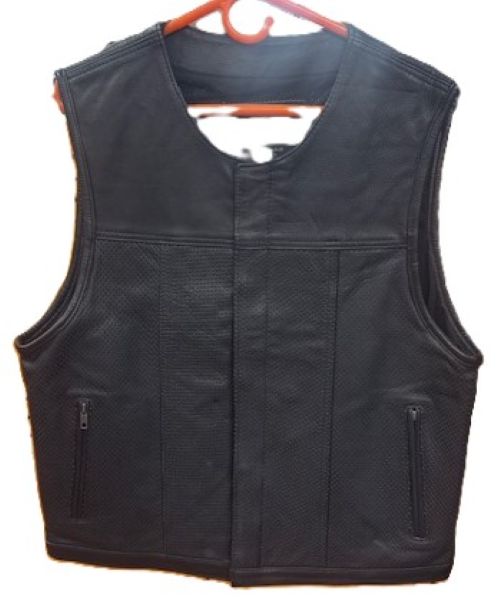 Made in the USA Men's Perforated Leather Motorcycle Vest - 652MV