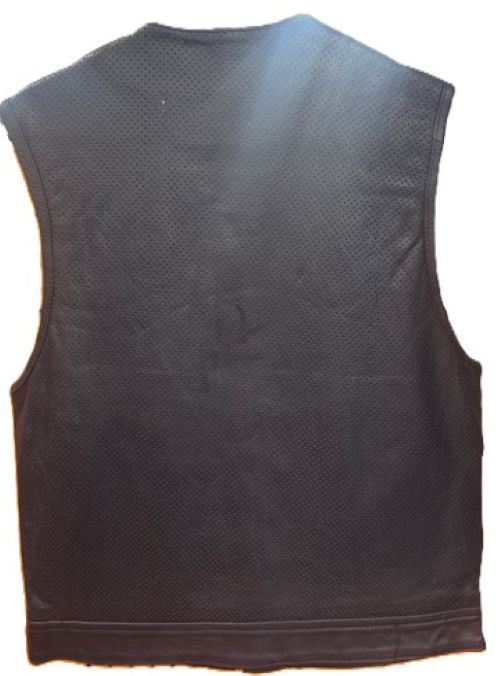 Made in the USA Men's Perforated Leather Motorcycle Vest - 652MV