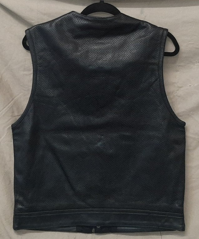 Made in the USA Men's Perforated Leather Motorcycle Vest - 652MV