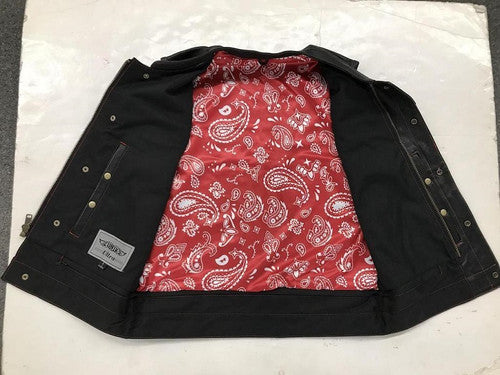 Men's Club Style Leather Vest with Red Paisley Lining 6665.01