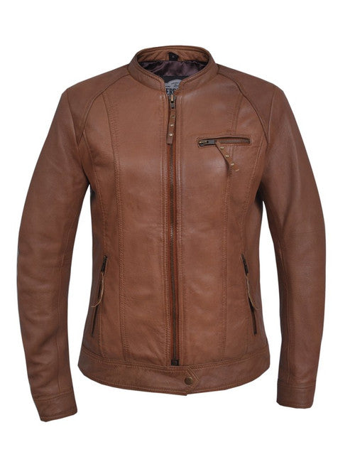 Women's Brown Leather Jacket - The Ultimate Style Statement 6849brn