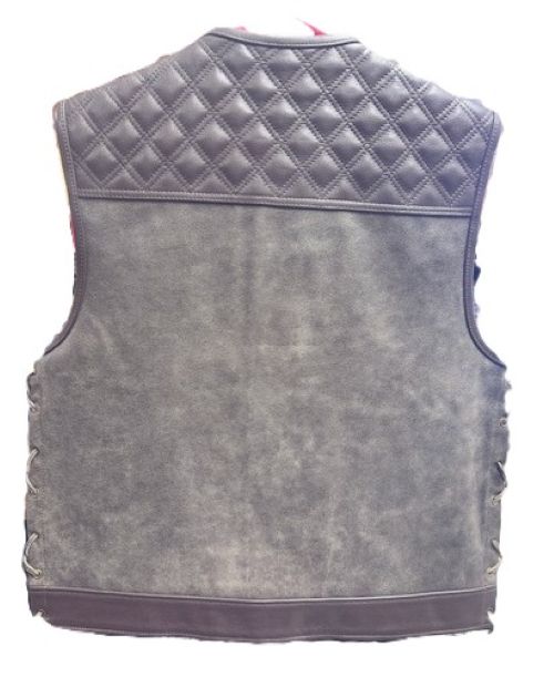 Men's Brown Club Style Vest Denim/Leather Side Lace - 698brn
