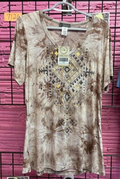 Ladies Beautiful Aztec Bling Design Shirt - USA Made - 7126