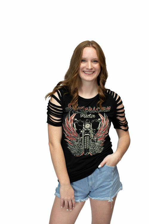7648 BS Blk American Rider Graphic shirt