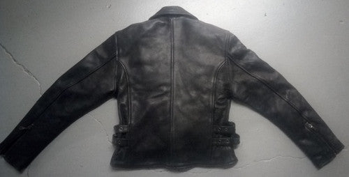 Women's Leather Motorcycle Jacket with Side Buckles 8061