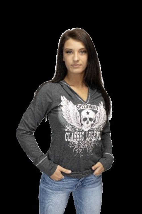 Ladies Long Sleeve with Hoodie - USA Made - 8166
