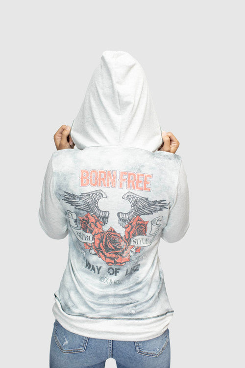 Ladies Long sleeve Hooded Shirt 8167 BS