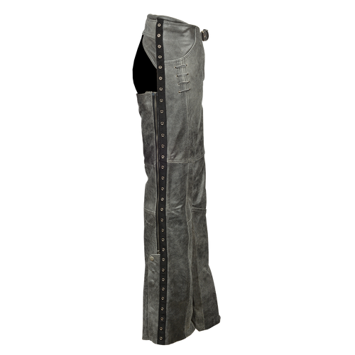 Ladies Distressed Gray Chaps Super Hot Look HML838-DG WC