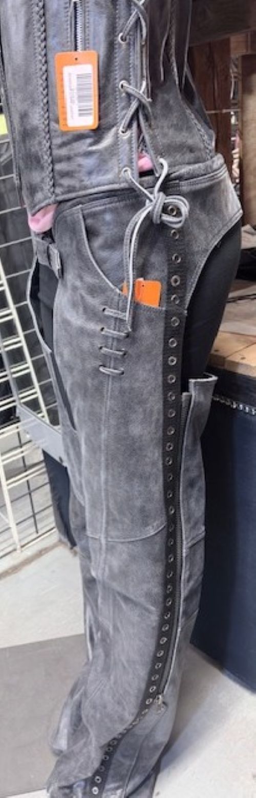 Ladies Distressed Gray Chaps - 838DG