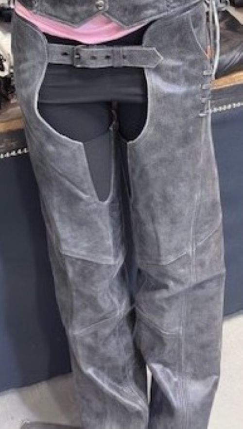 Ladies Distressed Gray Chaps - 838DG