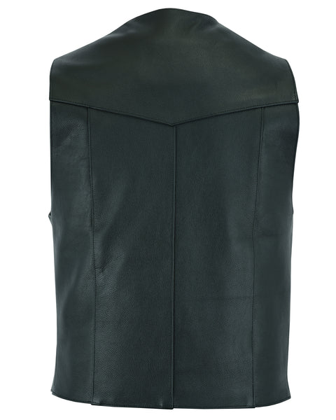 Men’s Plain Side Economy Leather Motorcycle Vest - ADA104