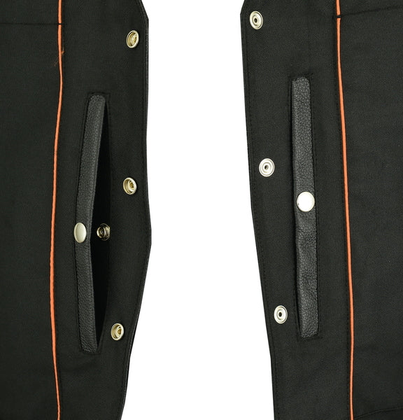 Men's Motorcycle Leather Vest–Single Back Panel w/Smart Access Pockets - ADA105