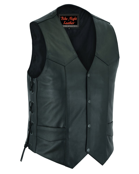 Men's Black Side Lace Vest - ADA106
