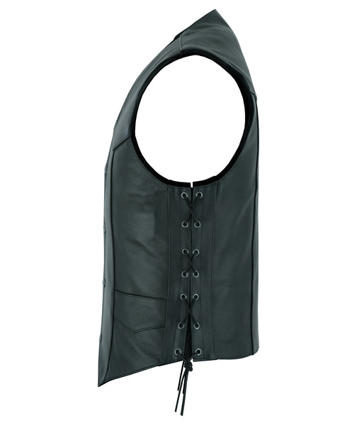 Men's Black Side Lace Vest - ADA106