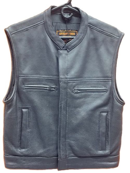 Men's Perforated Club Style Leather Vest Stay Cool - ADA548