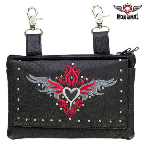 Clip Bag with Shoulder Strap Heart and Wing Design Bag35-ebl1