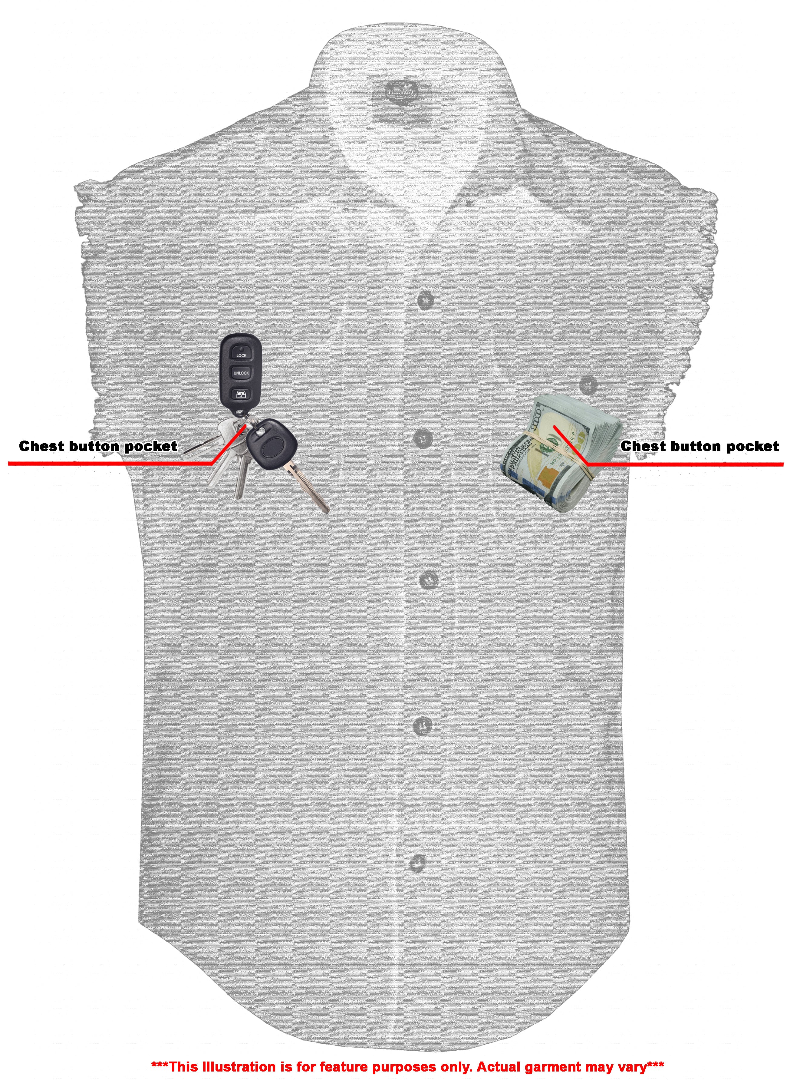 DM Men's Black Lightweight Sleeveless Denim Shirt