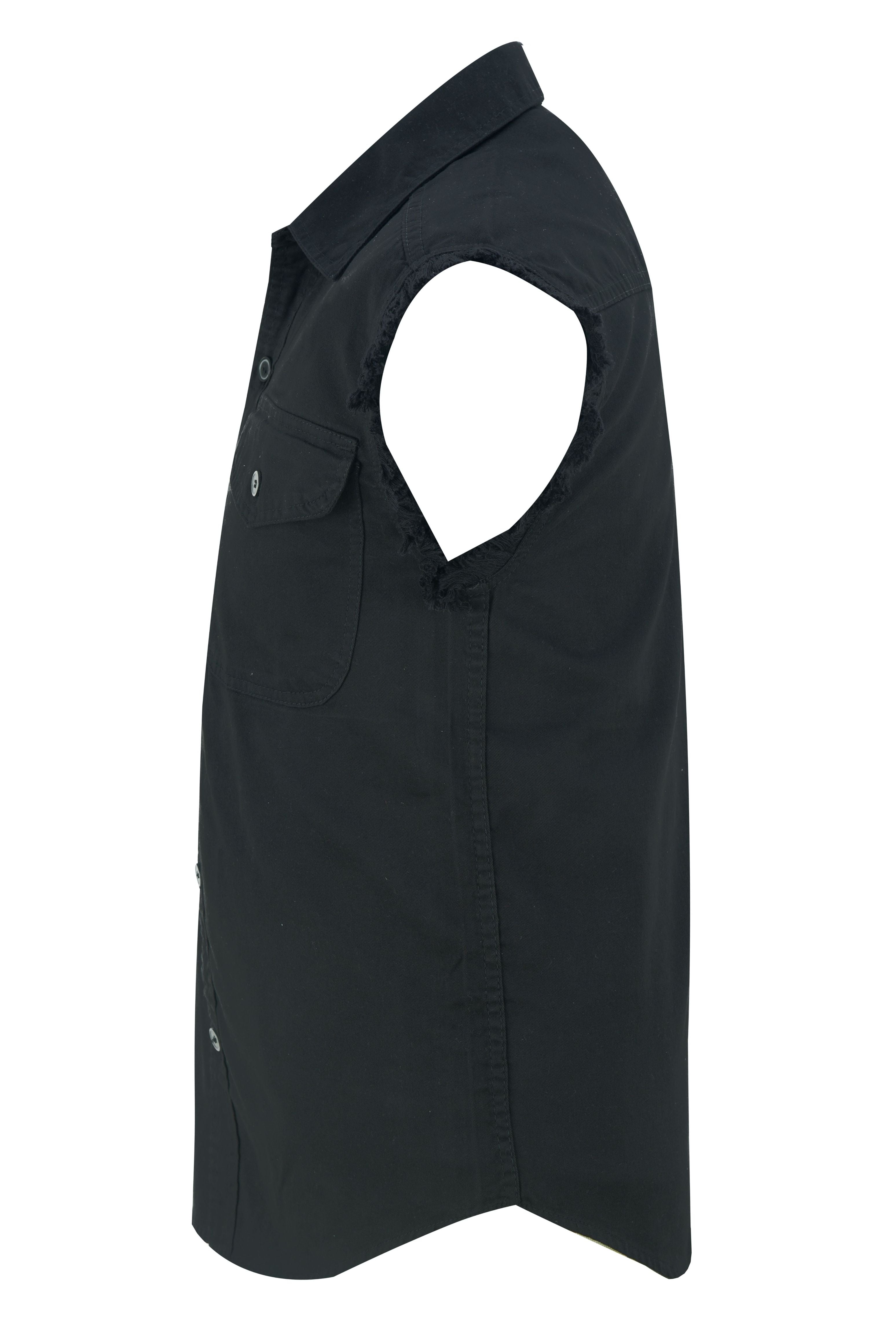 DM Men's Black Lightweight Sleeveless Denim Shirt
