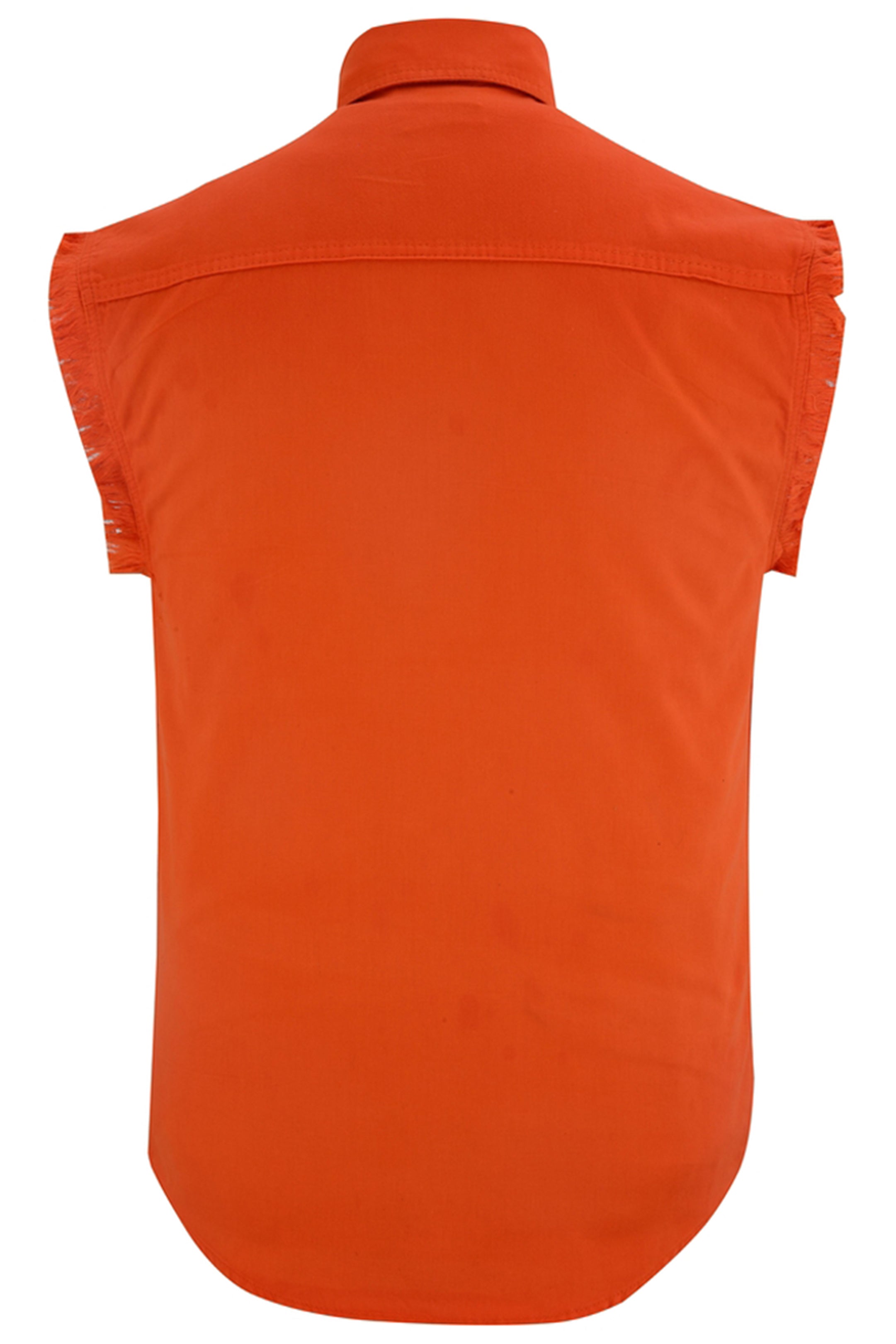 DM Men's Orange Lightweight Sleeveless Denim Shirt