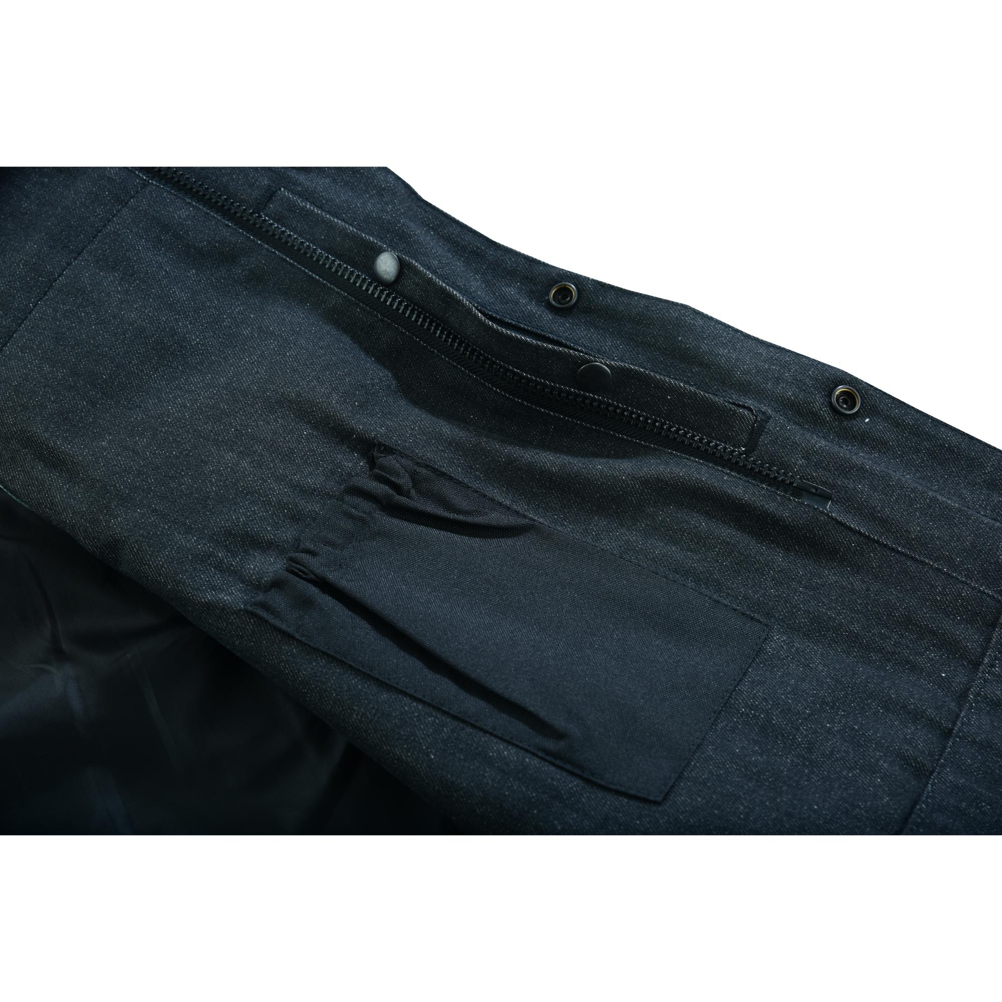 DM Men's Leather-Denim Combo Motorcycle  Vest - No Collar