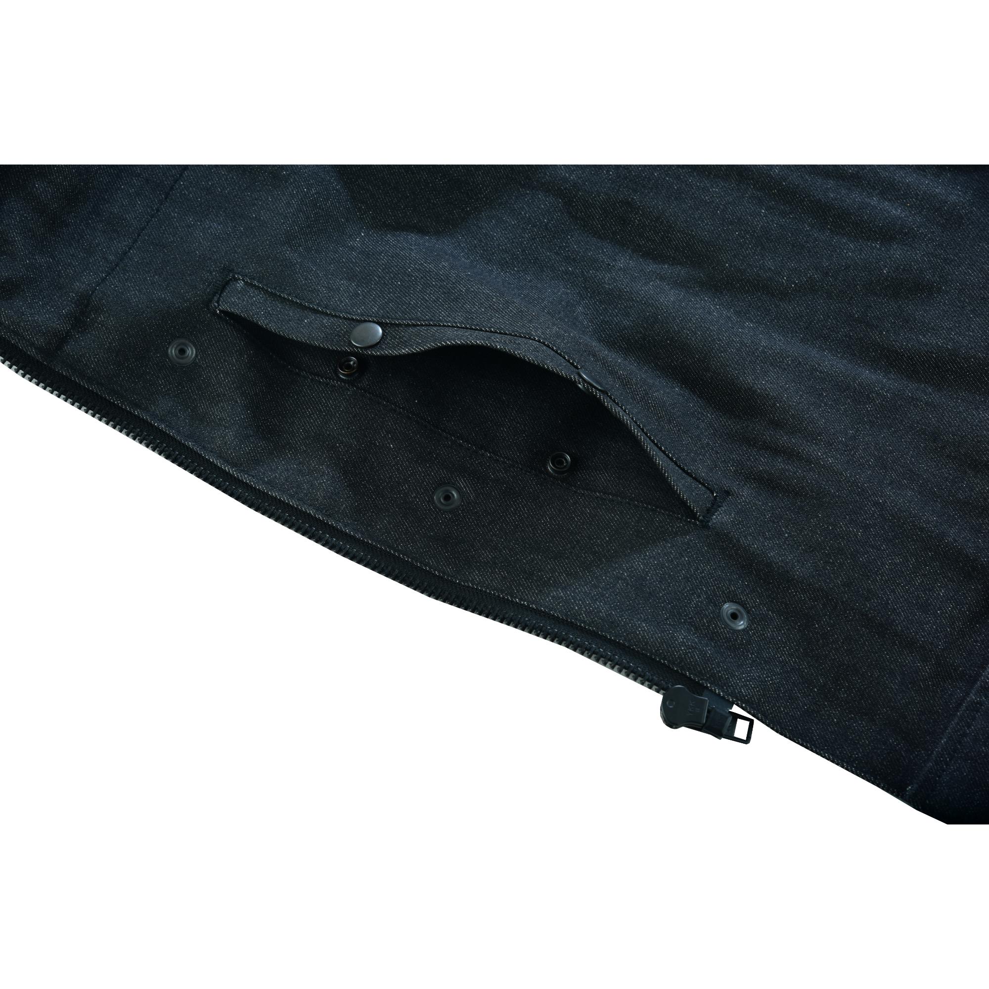 DM Men's Leather-Denim Combo Motorcycle  Vest - No Collar